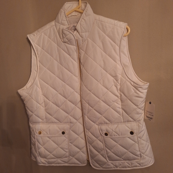 NWT St. John's Bay puffer vest with gold accents in ivory cream sz XL - Picture 4 of 16